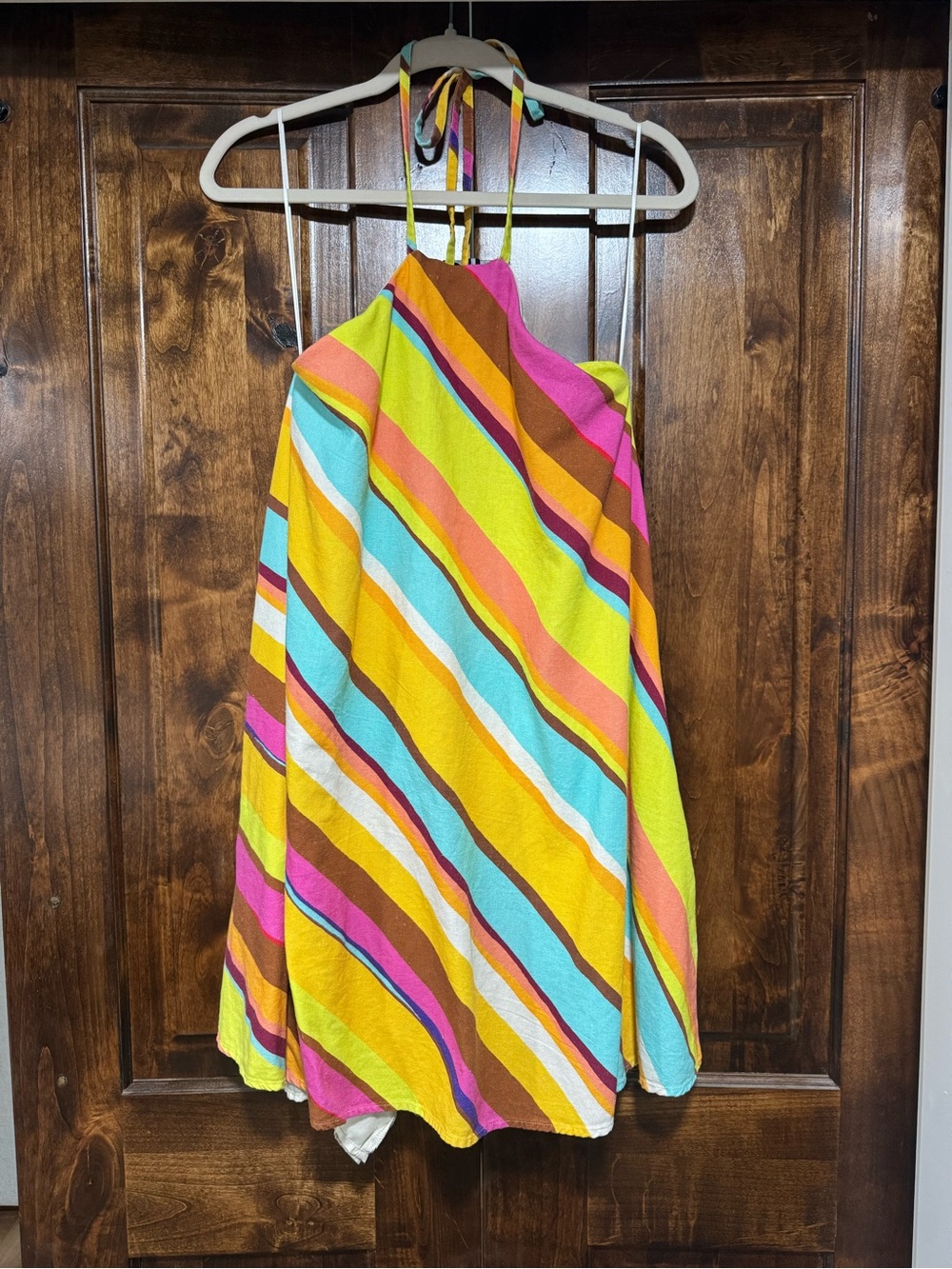 Bright Striped Halter Romper in Yellow, Pink, Turquoise